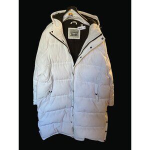 Levis Womens White Puffer Coat With Hood Full-Length Size XXL CB01 Y